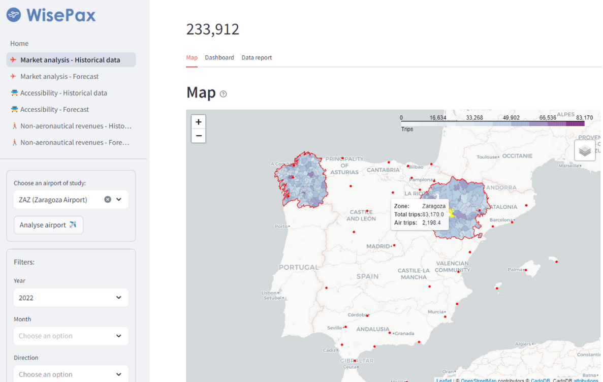 Aprovechando los datos de telefonía móvil para predecir la demanda de la ruta aérea Zaragoza-Santiago